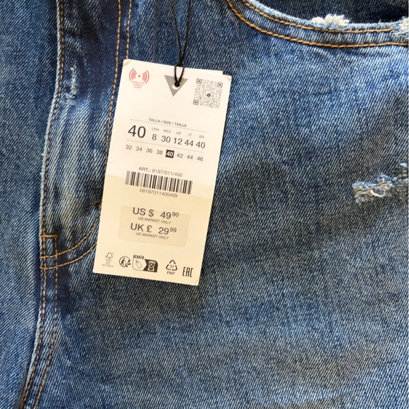 Zara Curved Leg High Rise Jeans - Picture 6 of 6